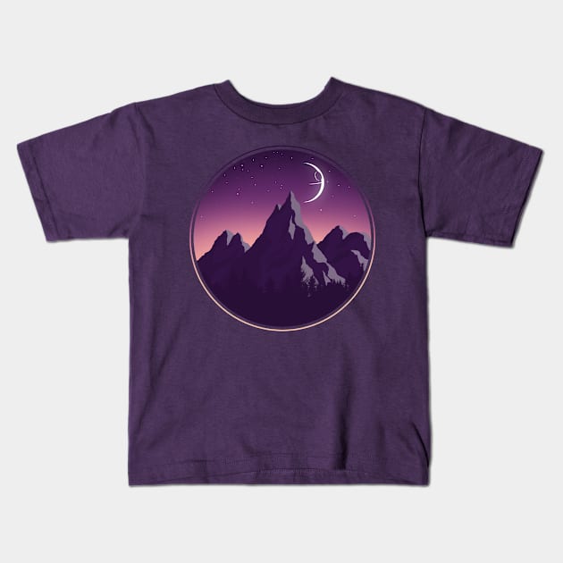 space mountains Kids T-Shirt by nielsrevers